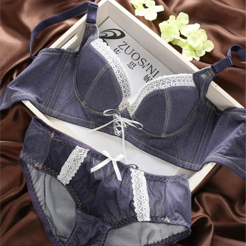 Japanese fashion sexy bandage denim with lace inserts thin under thick
