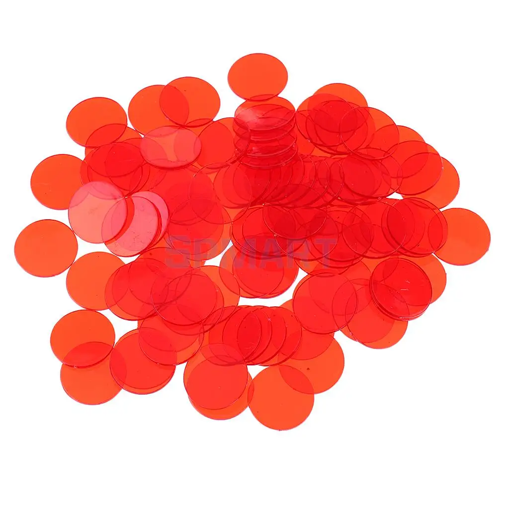 100x Translucent Bingo Chips 3/4 Inch Poker Chips for Bingo Poker Board Game Cards Casino Accessory Novelty Toys Mixed Color
