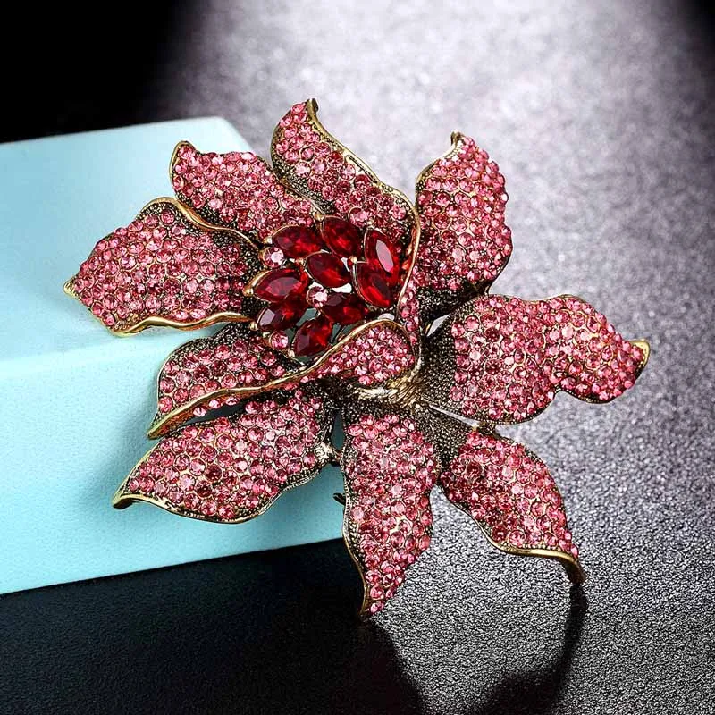 

Zlxgirl big size rhinestone flower brooches bouquet best women's wedding pin brooch bridal jewelry nice vintage scarf pins broch