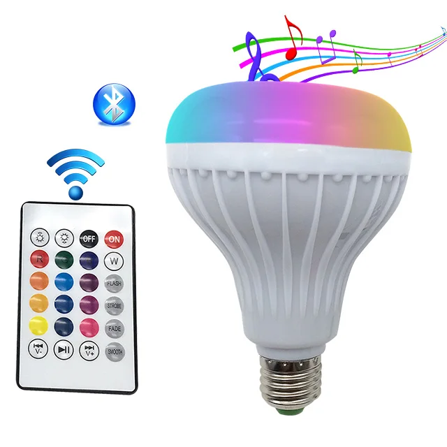 Умная беспроводная Bluetooth лампочки с ампулой Светодиодная лампа E27 220 В RGB Ночной светильник с пультом дистанционного управления для дома Точечный светильник музыкальная лампа - Испускаемый цвет: RGB