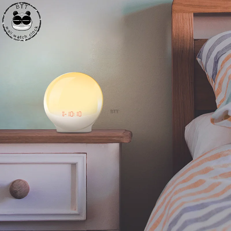 

Digital Sunrise Alarm Clock Radio LED Desk Clocks Home Decoration Wake Up Mini Alarm Clock Retro With Snooze Mode Colorful Light