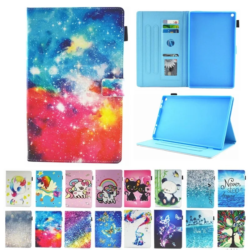 

Tablet Case For Amazon Kindle Fire HD 8 2017 2016 Unicorn PU Leather Case For Kindle Fire HD 8 Funda+Stylus