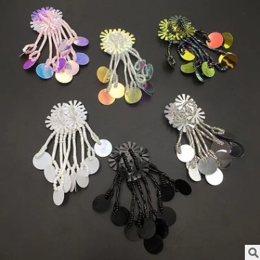Multi-color Hand-beaded Accessories Snowflake Sequins Beaded flower Clothing Decoration Patch Shoes Cloth Stickers | Дом и сад