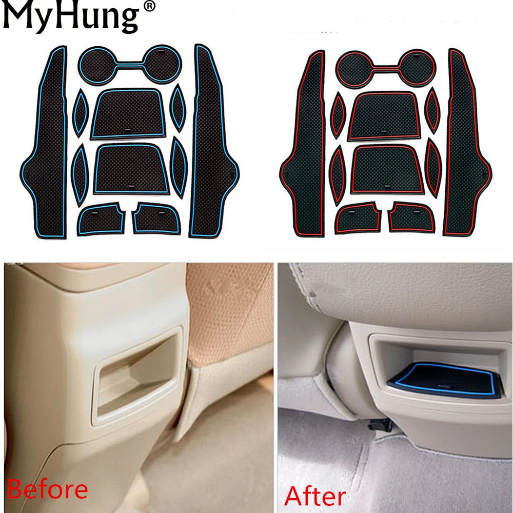 

Non-slip Rubber Decorator Cup Holder Sticker Gate Slot Pad Door Groove Mat For Toyota Corolla 2008 2009 2010 2011 2012 11pcs