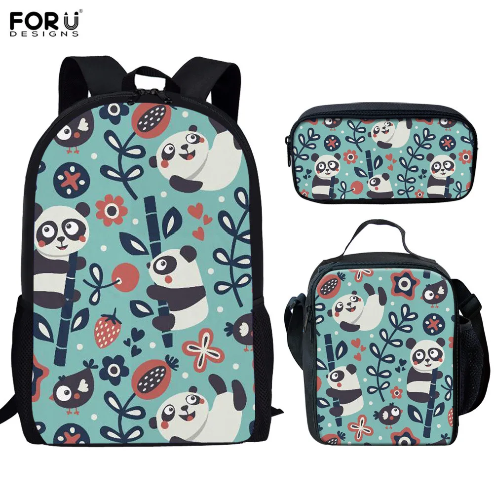 #*Cheap FORUDESIGNS Baby Panda Design Kids Shoulder Backpack for School Students Casual Big Bookbags Pencil Bag Sets Rucksack Mochila