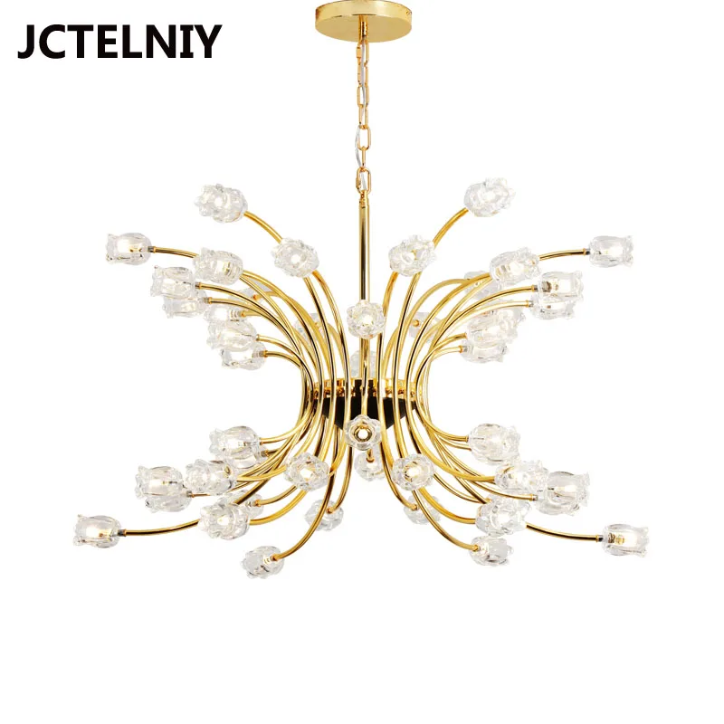 

Modern LED chandelier lustres e pendentes Nordic chandelier gold iron Luxury flowers living room lights G4