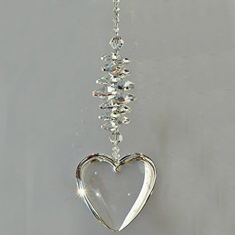 

1PCS Clear Crystal Glass Chakra Suncatcher Pendant Window Hanging Crystals Heart Ornament Love Relationship Anniversary Gift
