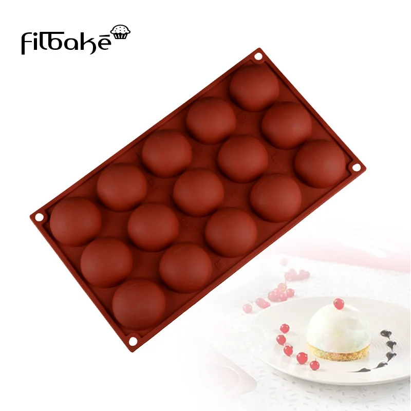 

FILBAKE DIY Baking 3D 15 Hole Semicircle Shape Silicone Moulds Chocolate Molds Ice Cream Mold Mousse Cake Decorating Tools
