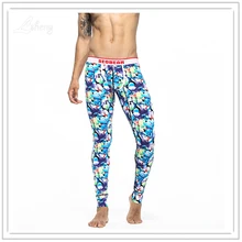 1 шт., модные мужские синие теплые кальсоны с принтом, одежда для мужчин, сексуальные хлопковые облегающие леггинсы, обтягивающие штаны, Длинные мужские брюки, нижнее белье