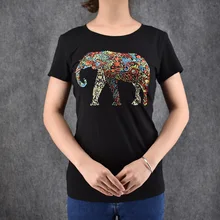 Женская футболка с принтом слона, модная летняя новинка, дизайнерская футболка, женская футболка с коротким рукавом, повседневные тонкие топы с круглым вырезом