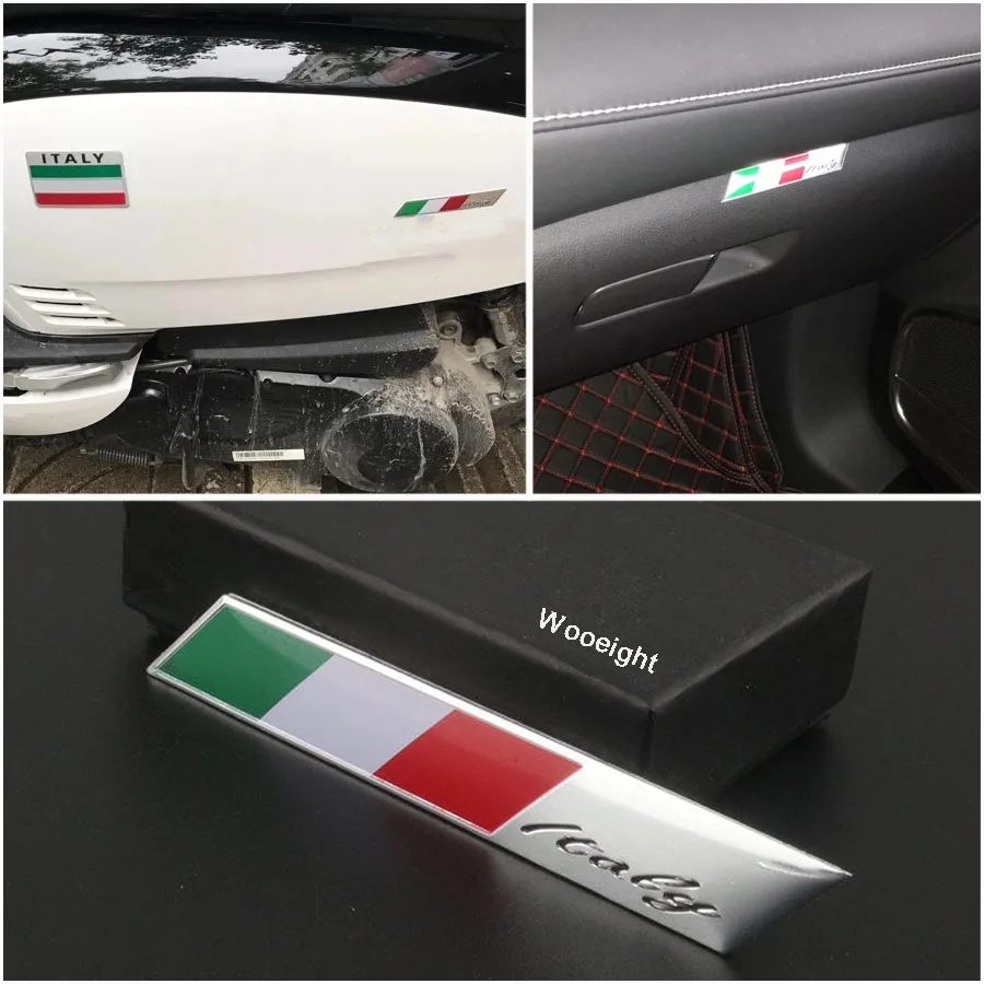 1Pc 3D Aluminum Italy Emblem Badge Flag Car Stickers Fender Trunk Decoration For Audi BMW VW Alfa Romeo FIAT Honda Benz (7)