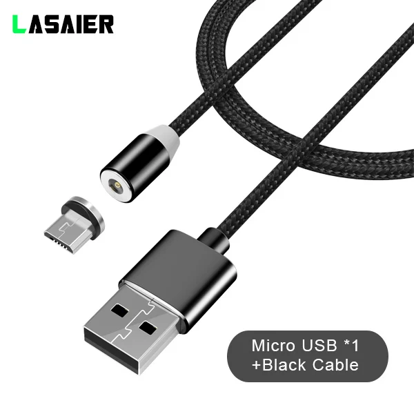 LASAiER Магнитный Micro Usb кабель для Xiaomi Redmi 2.1A Быстрый Магнитный usb-кабель для зарядки Micro Usb для samsung Android магнит - Цвет: 1m black