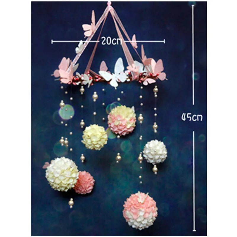 Прекрасный ручной работы цветок шар ветряные колокольчики детская кровать украшения войлочные ветряные колокольчики комплект Настенный декор Войлок DIY Материал посылка