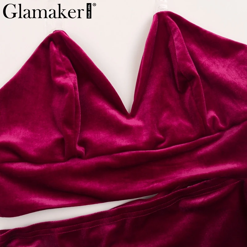 Glamaker, топ-труба, cami, бархатное женское платье, раздельное, из двух частей, облегающее, длинное, осеннее платье, элегантное, сексуальное, Клубные, вечерние, миди платье, vistidos