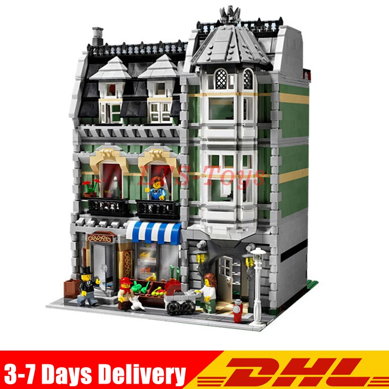 

IN Stock DHL Lepin 15008 2462Pcs City Street Green Grocer Model Building Kits Blocks Bricks Compatible Legoings 10185 Toys