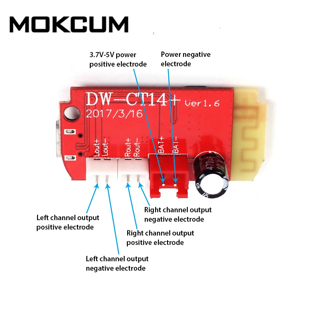 

CT14 Micro 4.2 Stereo Bluetooth Power Amplifier Board Module 5VF 5W+5W Charging Port for Refitting Idle Sound Box
