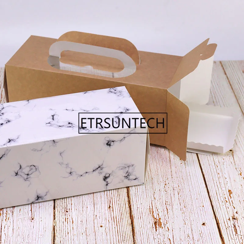 300 шт./лот, переносная коробка для пирожных из крафт-бумаги с окном, упаковочные коробки для полотенец, подарочные коробки для свадебной вечеринки