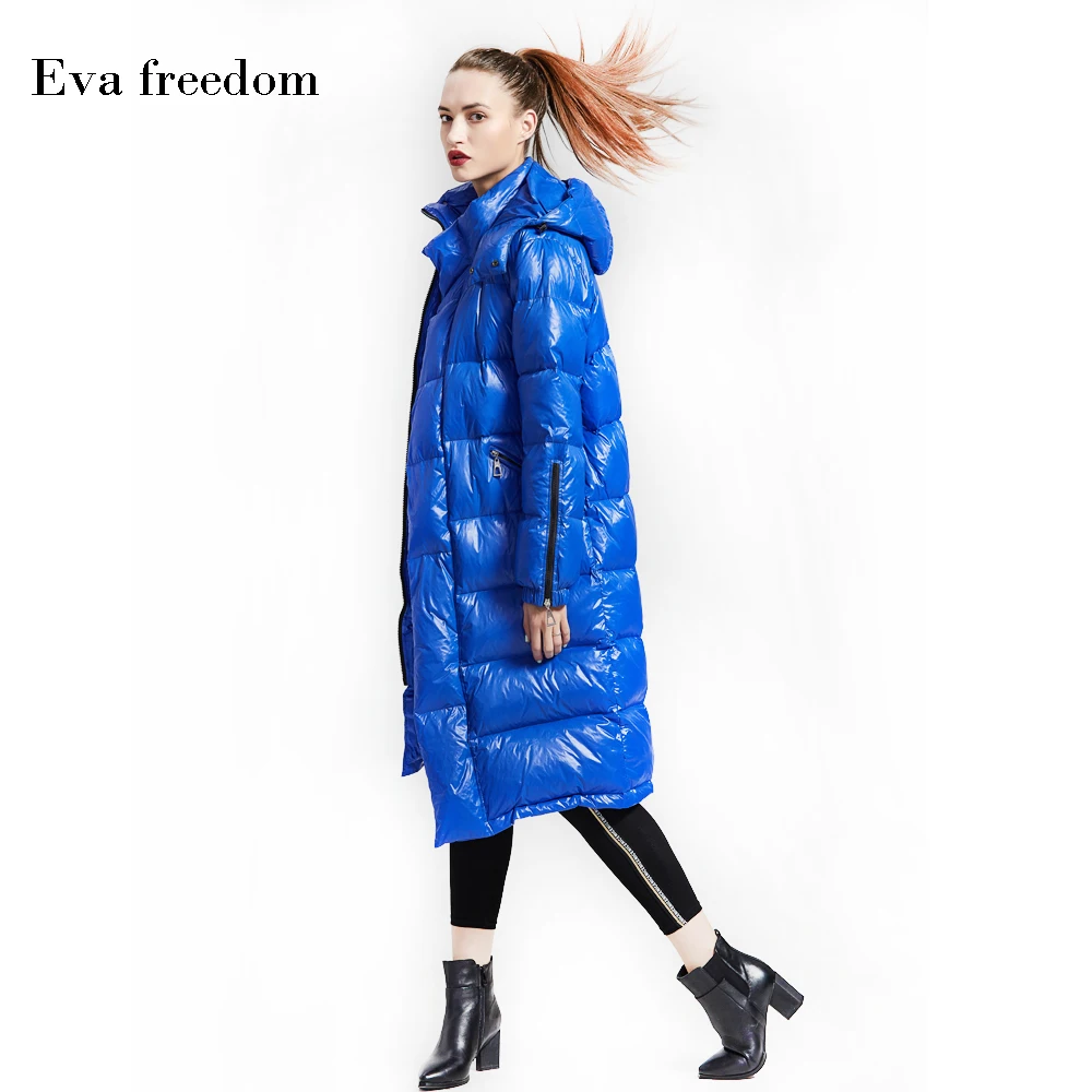 Бренд Eva Freedom пуховик 2018 зима Новое поступление для женщин с капюшоном длинный