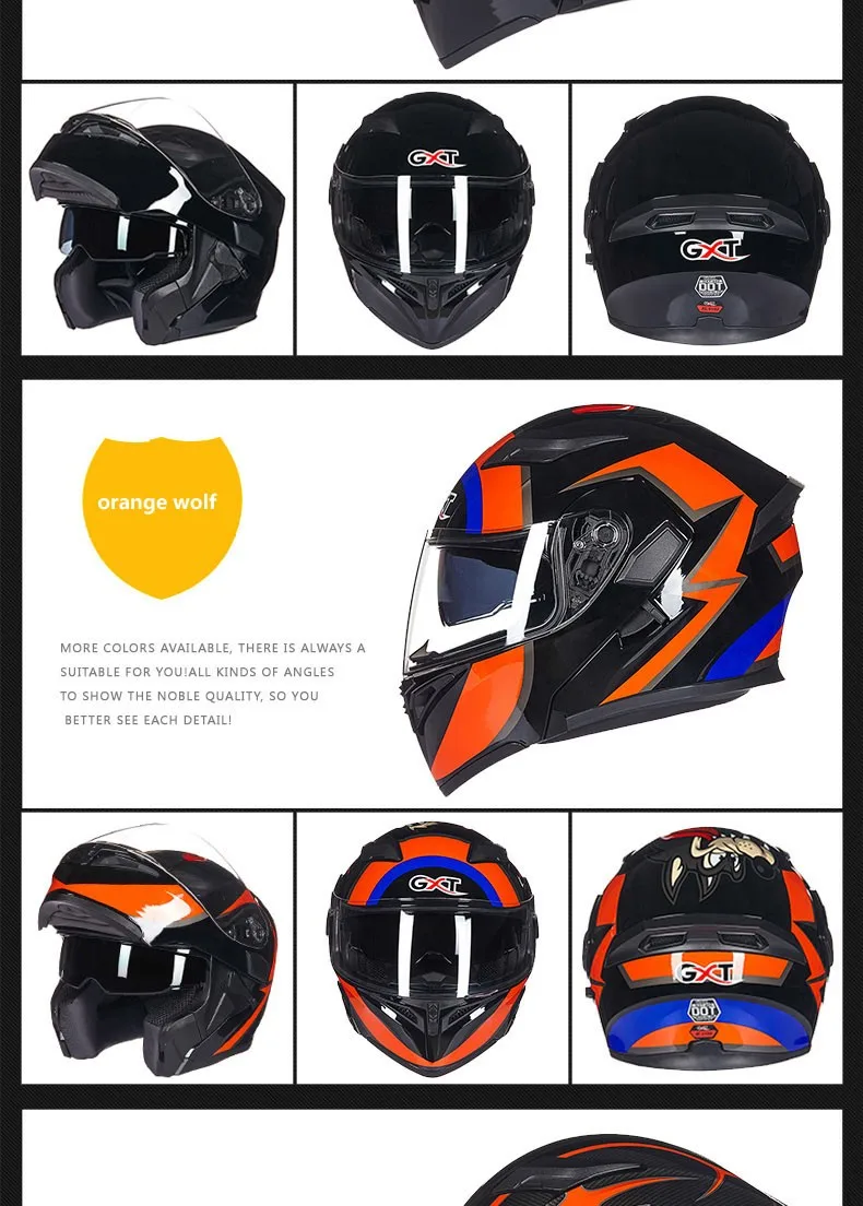 GXT мотоциклетный шлем двойной козырек полное лицо Мотокросс Шлемы гоночный мотоцикл Filp Up Мужчины Езда Casco DOT анти-туман шлем