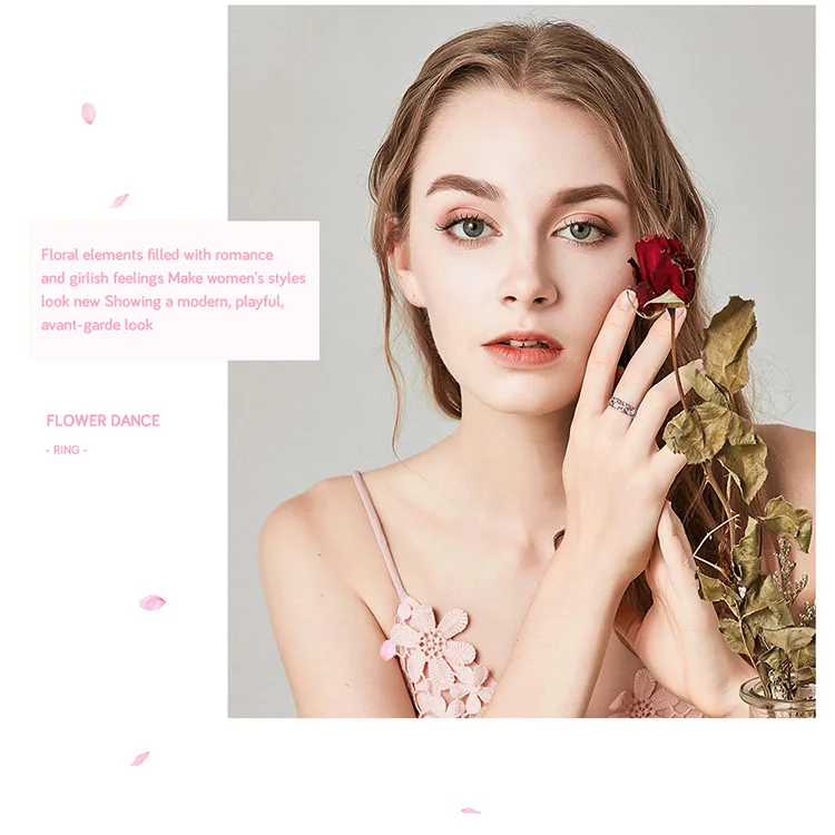 Bamoer, цветок вишни, кольцо на палец для женщин с ромашками, эмалированное, широкое кольцо с надписью, хорошее ювелирное изделие, аксессуары GXR390