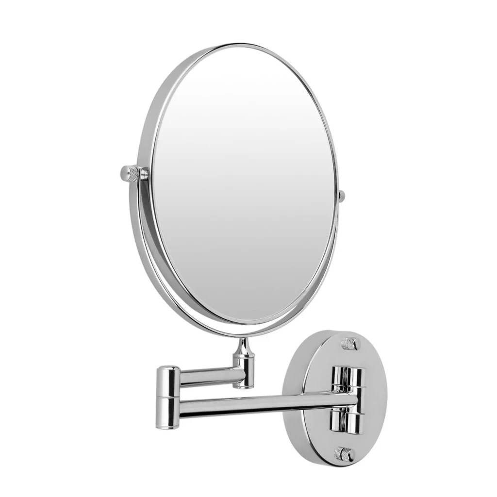 

Double-sided Chrome Round Extending 8 inches Cosmetic Wall Mounted Make Up Mirror Shaving Bathroom Bath Mirror 3x Magnification