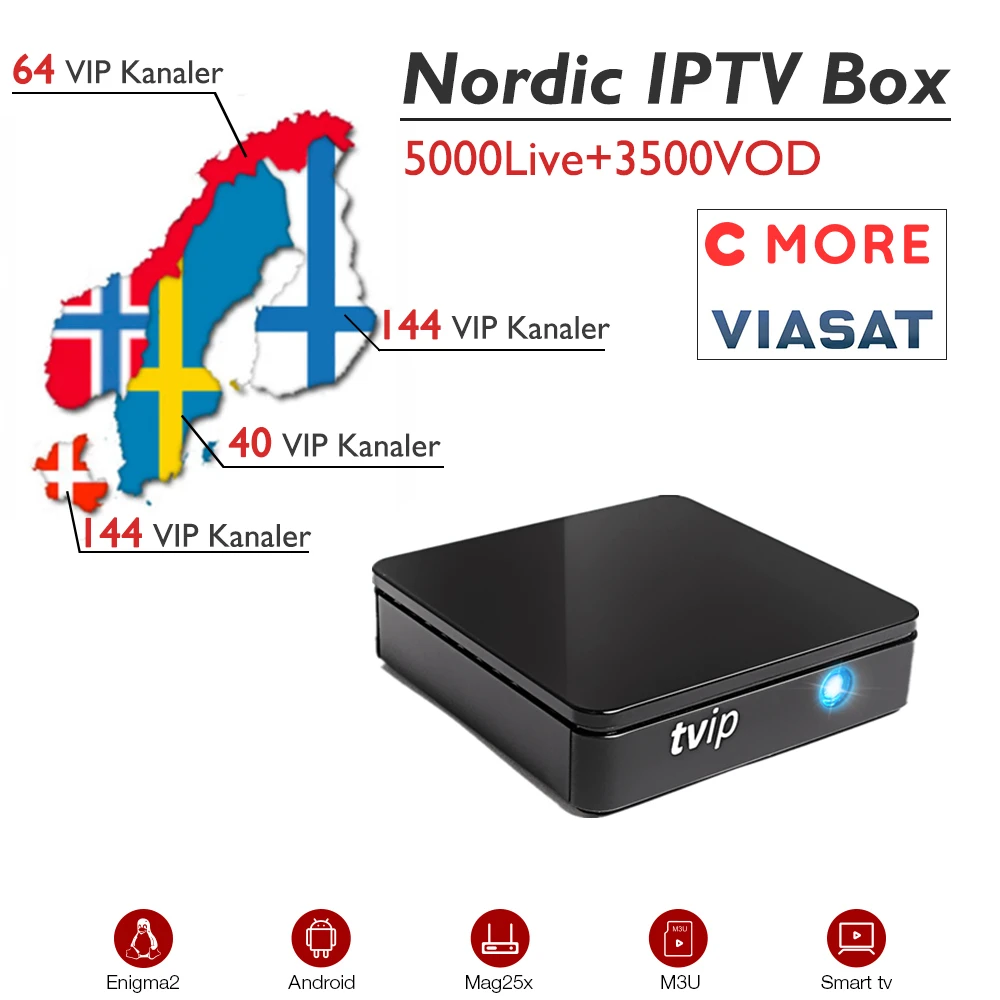 

TVIP412 Scandinavian IPTV Box Linux Android Dual System Top Quality 4K 2.4G WiFi Nordic Norway Sweden Denmark IPTV 5000Live+VOD