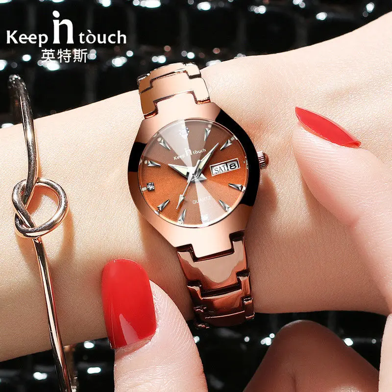 KEEP IN TOUCH простые женские часы Стальные кварцевые часы светящиеся водонепроницаемые женские часы relogio masculino
