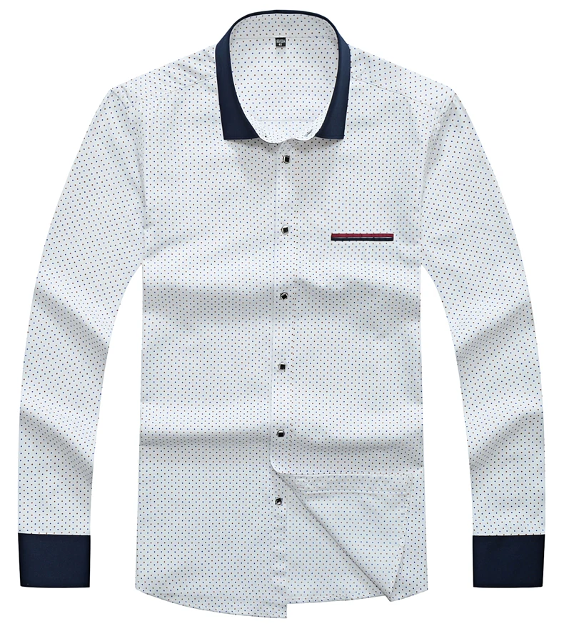 Модные мужские рубашки в горошек с длинными рукавами мужские приталенные повседневные рубашки для работы люксовый бренд Social Male Clohtes Китай
