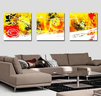 

Abstract Yellow And Red Canvas Art Paintings Modern Wall Art 3 Pieces Home Living Room Decor