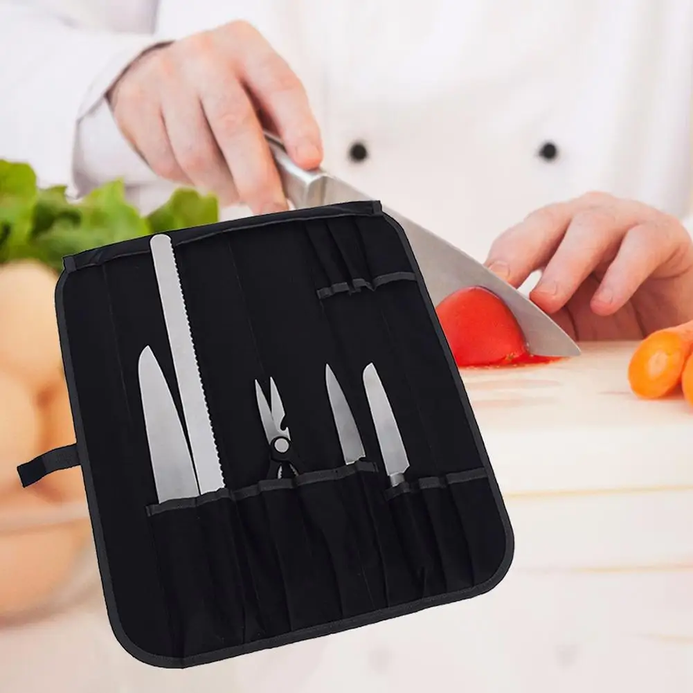 

Multi-functional Folding Chef Bag Western Food Cutter Kitchen Ware Storage Bag 10 Pocket Slots Waterproof Kitchen Storage Tools
