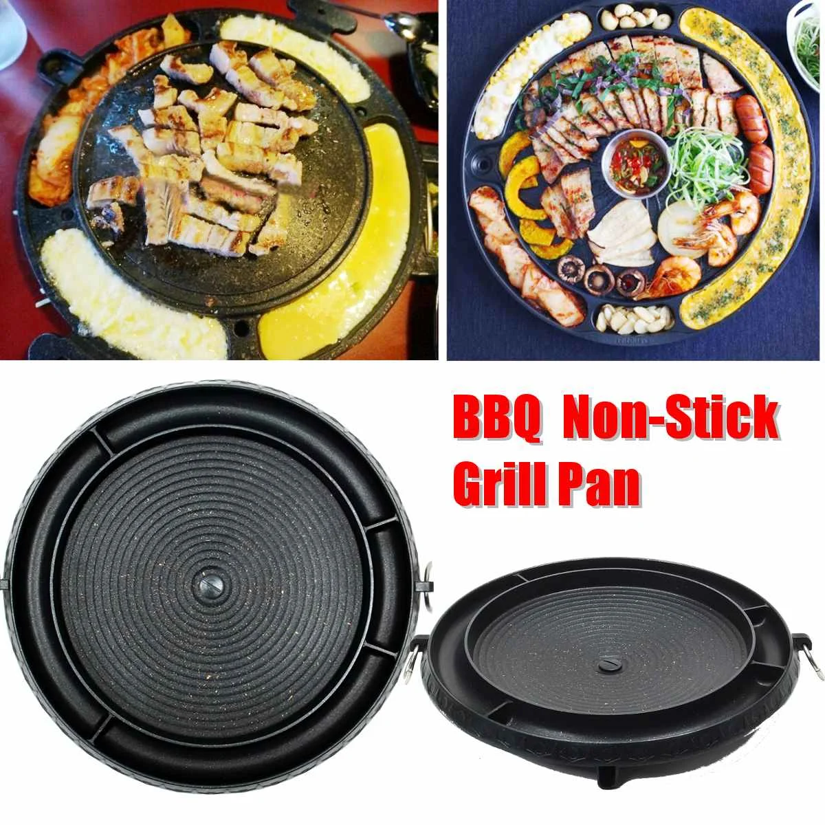 

Korean Grill Plate Steak Grill Pans Non-Stick Frying Pan for Kitchen Fry Cooking Steak Pans Portable Picnic Barbecue Plate
