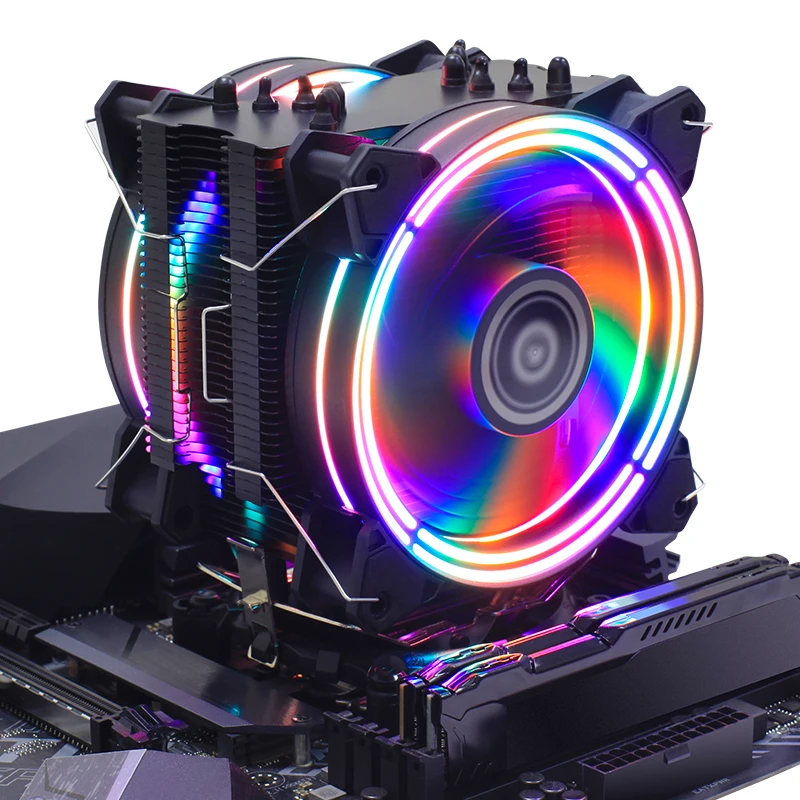 Alseye H120d Cpu Refrigerador de Ventoinha Pwm 120 Milímetros Rgb Pinos Tubos de Calor Cooler para Lga 775 115x1366 2011 Am2 Mais Am3 Mais Am4 Ventiladores e resfriadores - Imagem 5