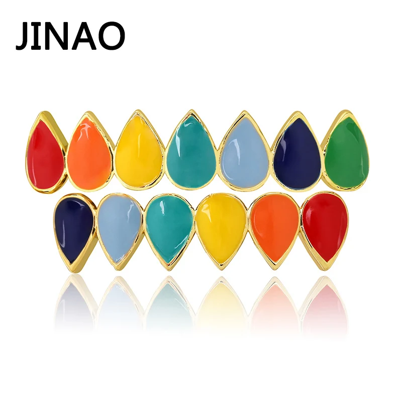 Коронка для зубов JINAO в стиле хип-хоп радужные золотые накладки на верхние и