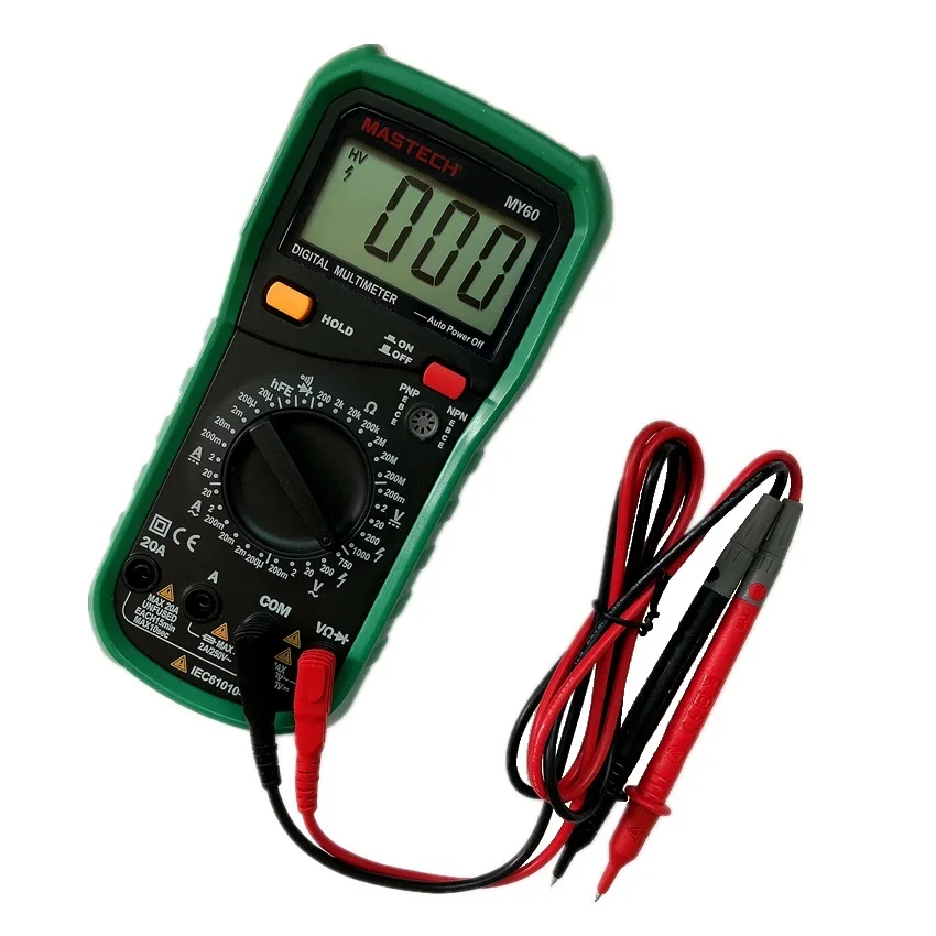 Цифровой Мультиметр MASTECH MY60 DMM AC/DC вольтметр амперметр Омметр тестовый er w/hFE