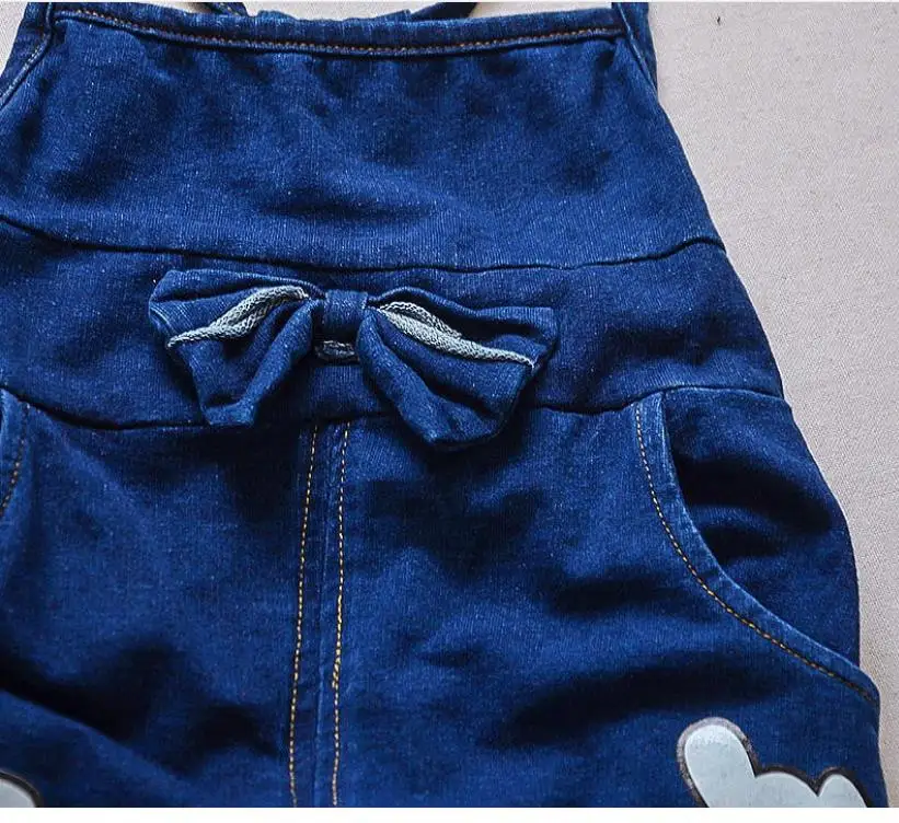 Весенний комплект одежды с Минни для маленьких девочек, детский комбинезон, джинсовые штаны+ блузка, топ с длинными рукавами, комплект одежды для детей