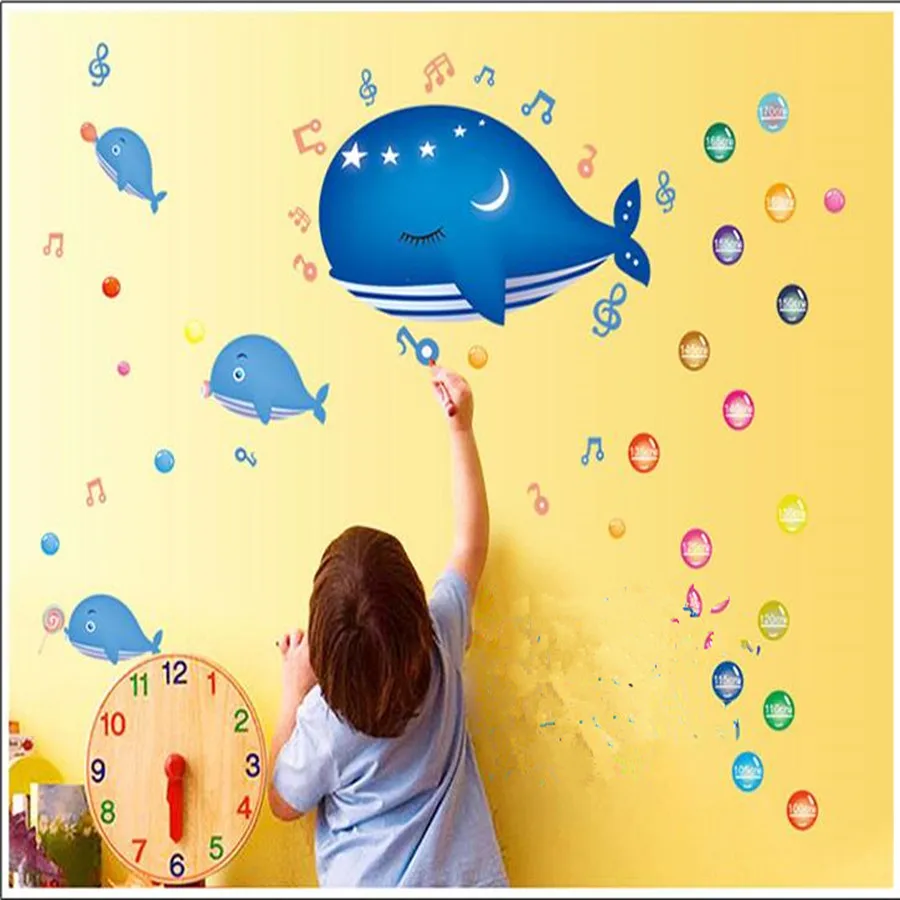 Cheap dolphin notes children room wall stickers home decoration kindergarten bathroom glass door | Дом и сад