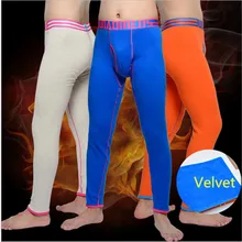 Однотонное мужское зимнее бархатное теплое термобелье, хлопковое термобелье кальсоны