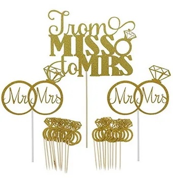 

Wedding Party Cake Tag Glitter Miss To Mrs Wedding Cake Decoration Placard Scene Layout Plug-In Shiny Beautiful Generous qq017