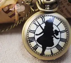 Алиса в стране чудес кварцевые карманные часы кулон Цепочки и ожерелья мужские часы женские часы Обувь для мальчиков подарок для девочек
