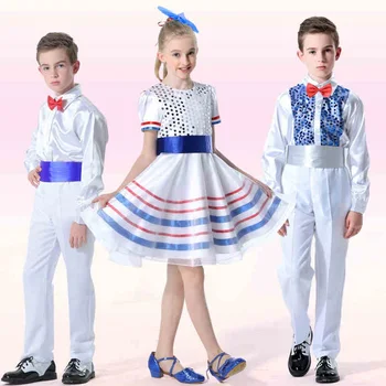 

(10 set) children's costumes suspenders chorus of primary and middle school students take dance costumes private chorus costumes