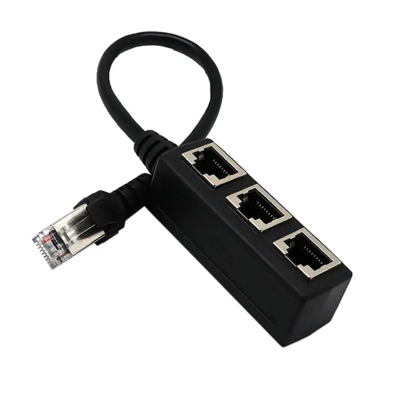 

New RJ45 Y Splitter Adapter 1 to 3 Port Ethernet Switch Cable for CAT 5/CAT 6 LAN Ethernet Socket DOM668