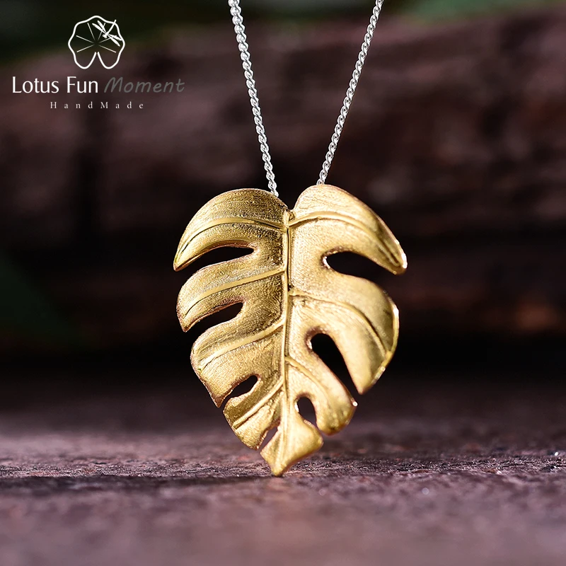 

Lotus Fun Moment реального 925 пробы серебро ручной работы Модные украшения творческий монстеры листья кулон без Цепочки и ожерелья для Для женщин