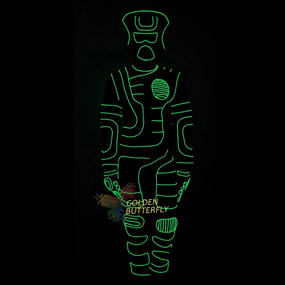Special Price EL Costumes Glowing Dance LED Clothing Luminous Cold light Scintillation Costumes LED Suits Men EL Clothes Cold Strip Party With