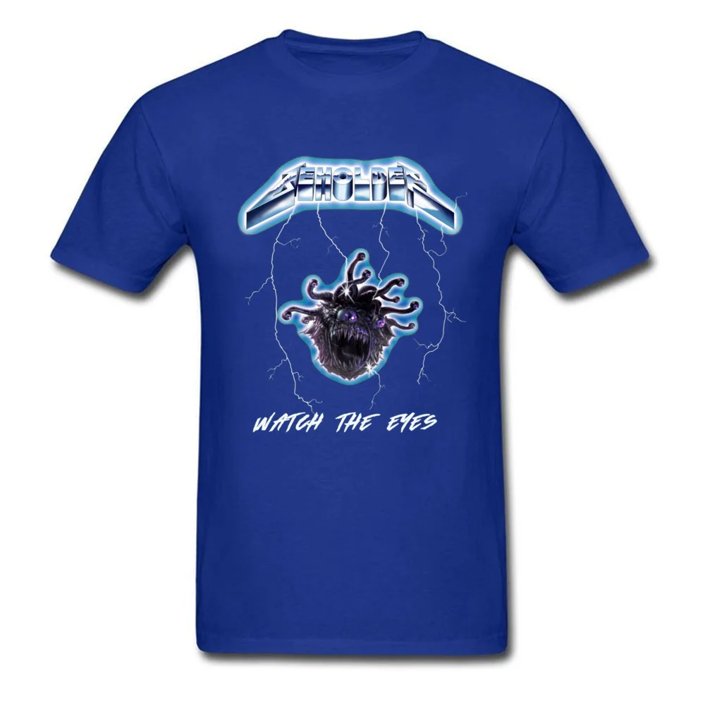 Hip hop comfortable Tops & Tees for Men New Design VALENTINE DAY O-Neck 100% Cotton Short Sleeve T Shirt Design Top T-shirts Beholder D&D Heavy Metal Bandshirt 15871 blue