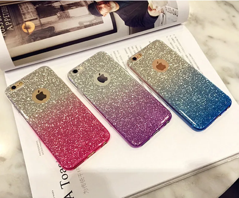 Cyato модный градиентный Блестящий Мягкий чехол из ТПУ для iPhone 6 6S 7 8 Plus телефона Apple X