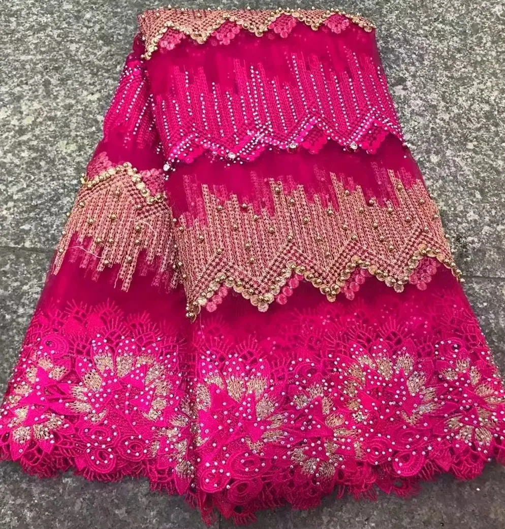 

African French Lace Fabric High Quality 2017 Fashion Nigerian Wedding African Lace With Stones Lace Fabric
