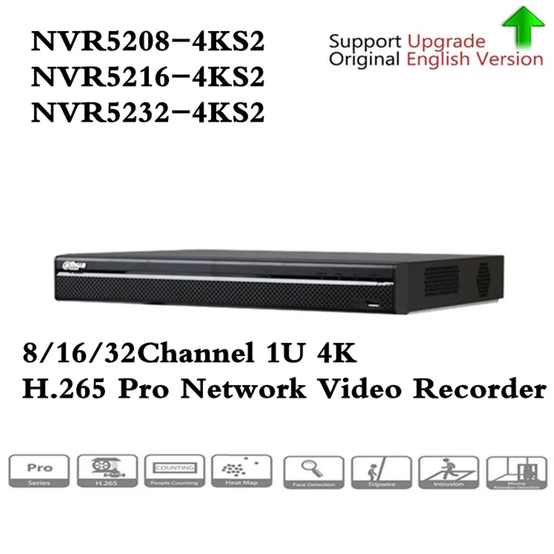 Dahua английская версия 4K видео наблюдения NVR NVR5208-4KS2 NVR5216-4KS2 NVR5232-4KS2 8/16/32 Каналы H.265