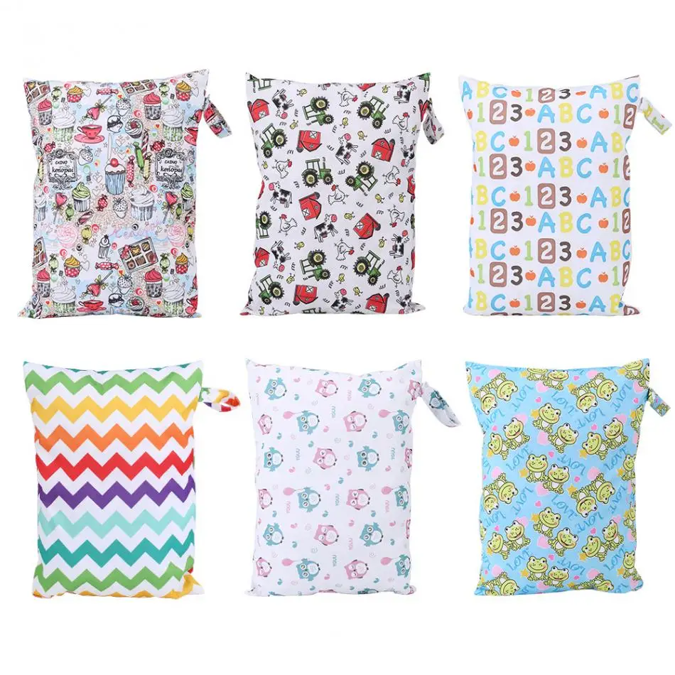 New Infant Waterproof Zip Wet Dry Bag Baby Cloth Diaper Nappy Pouch Reusable