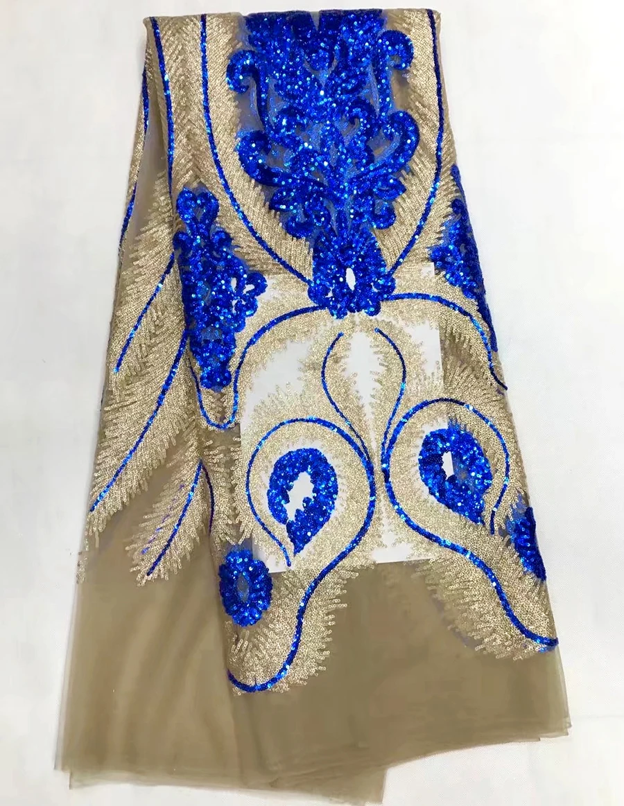 

High Quality African Net Lace Fabrics For Nigerian Party Dress High Quality French Lace Embroidery Sequins Tulle Lace Fabric