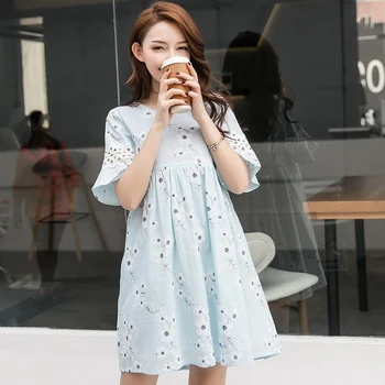 

JMFFY Summer Pregnancy Clothing O-Neck Maternity Dresses Clothes for Pregnant 2018 Women Breastfeeding Flower Dress Robes Sashes
